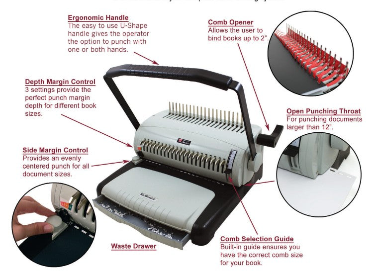 EcoBind-C Manual Comb Punch & Binding Equipment